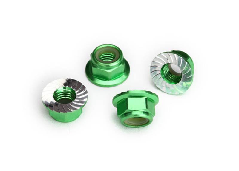 Traxxas 8447G Nuts flanged 5mm Green Alu (4)