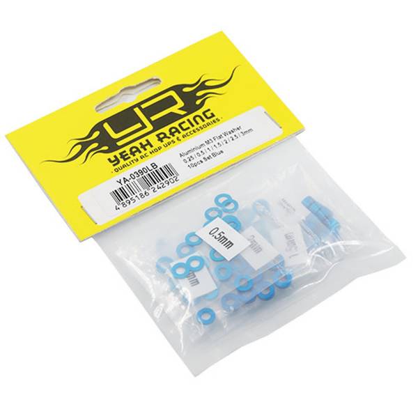 Yeah Racing YA-0390LB ALUMINUM FLAT WASHER 10PCS SET BLUE