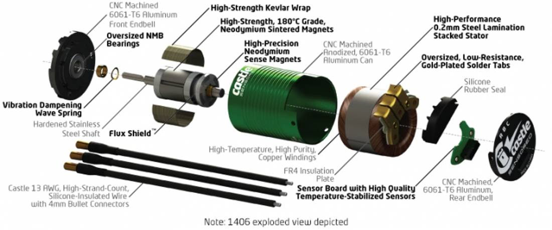 Castle Creations Motor Sensor Inrunner 4-Pole 1415-2400KV 5mm sh