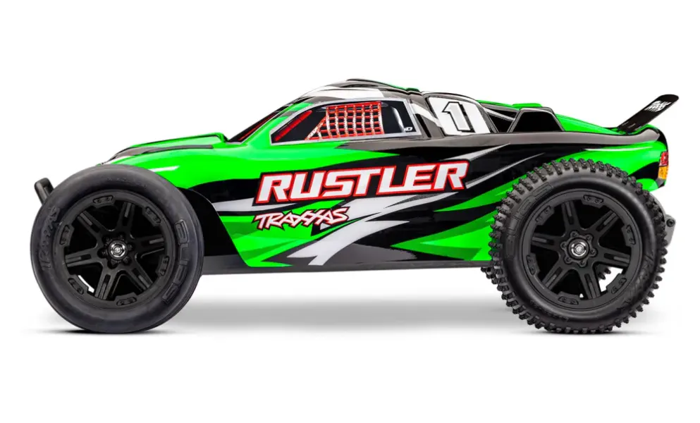 Traxxas 372548 Rustler 2WD 1/10 RTR TQ EHD Green-X With Battery/Charger