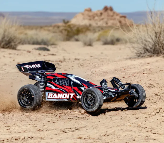 Traxxas 242548 Bandit 2WD 1/10 RTR TQ EHD Red-X with Charger & Battery